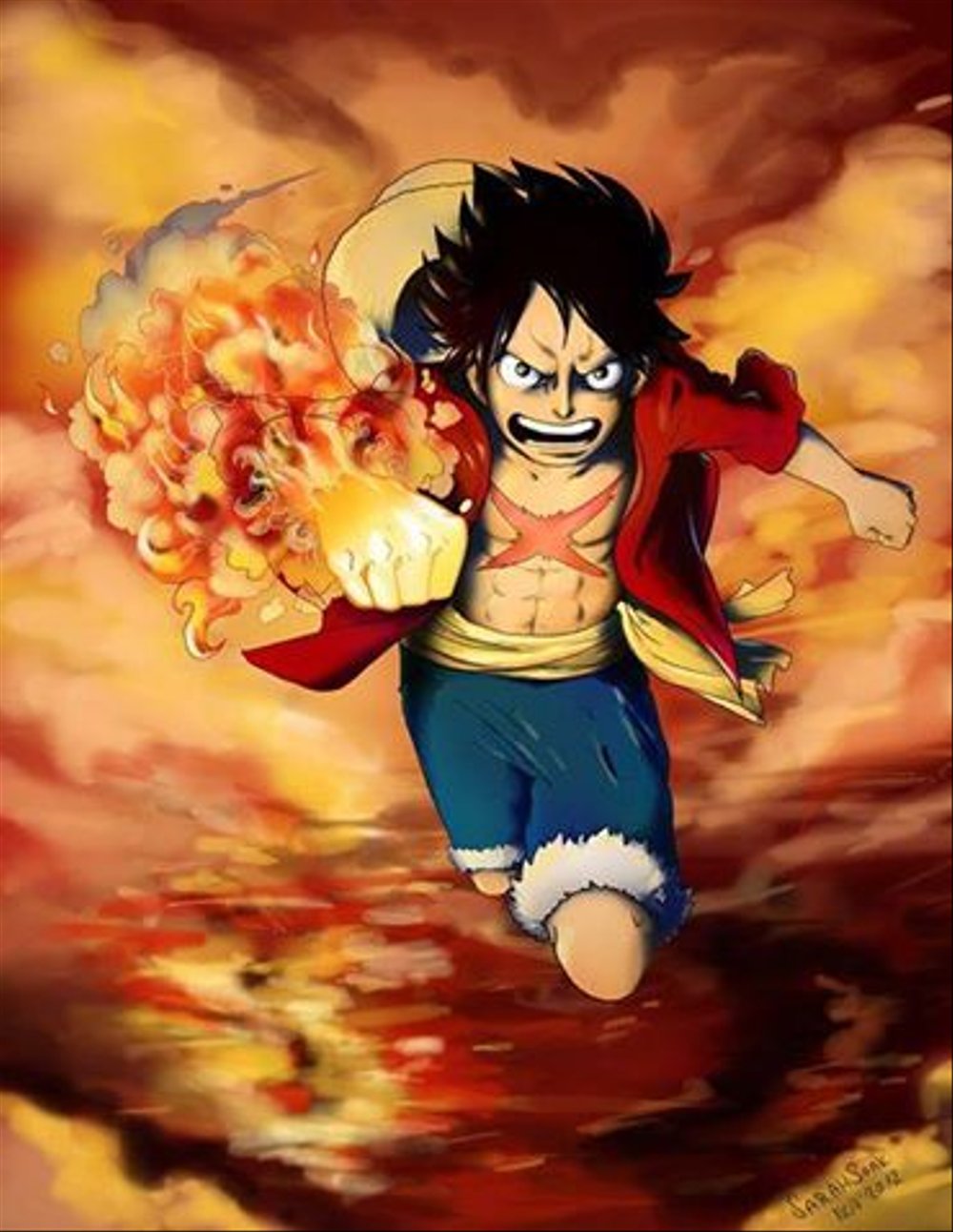 Hình ảnh Luffy nắm đấm lửa cực ngầu